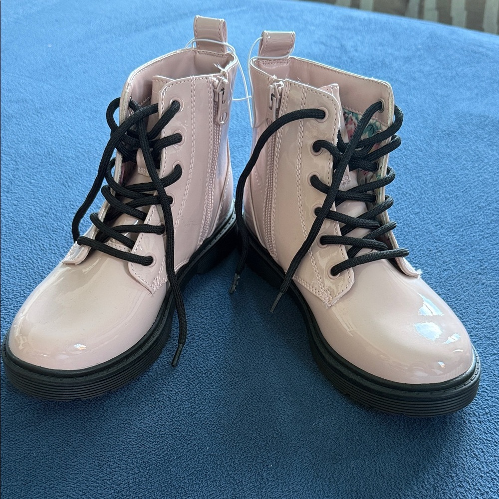 Pink Kids Boots with Black Laces